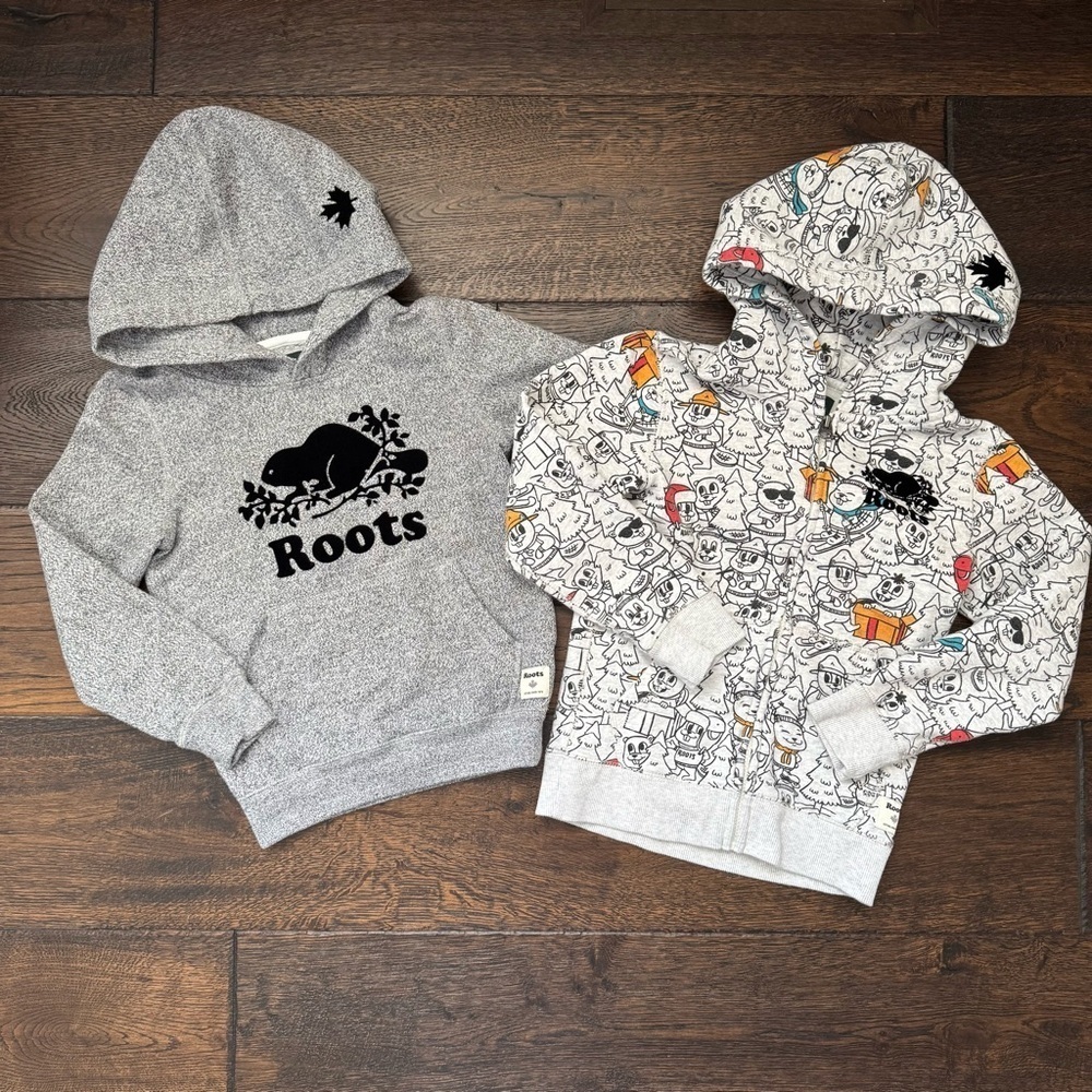 Roots Kids Gray and Patterned Hoodies